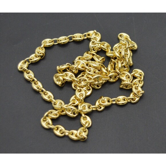 10K Yellow REAL GOLD Puffed Mariner Link Chain Necklace 4.5mm 20 22 2426" - Picture 4 of 5